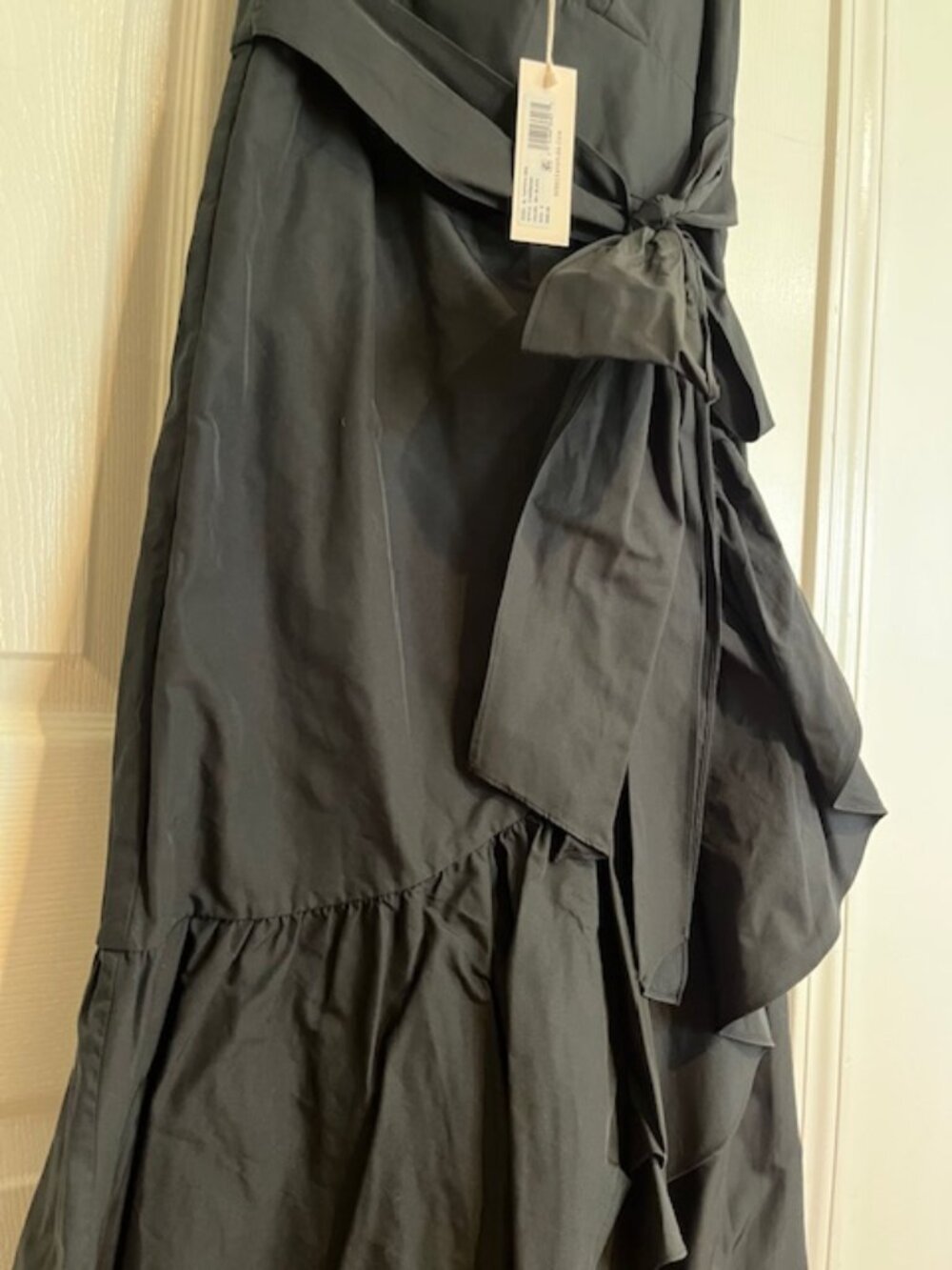 Rebecca Taylor Black Taffeta Wrap Dress w/ Ruffle Hem | Size 6 | NWT - Picture 5 of 14